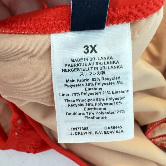 J. Crew Cutout One-Piece Swimsuit with Bow Size 3X Red Eyelet Colorblock New - Picture 8 of 11